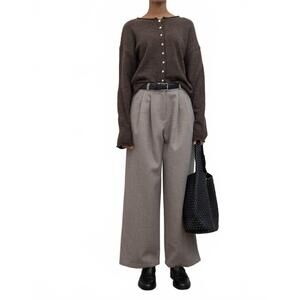 NEW COLLECTIVE tailored wool blend wide leg pants in beige